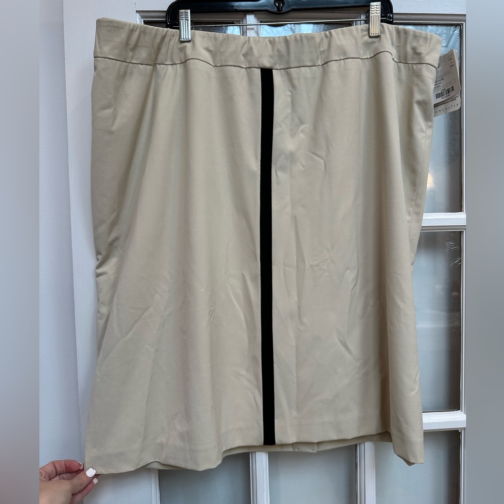 Doncaster Cream A-Line Skirt Black Stripe Career Chic Designer Plus Size 22W NWT